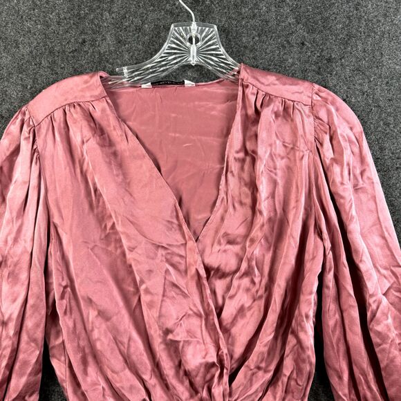 Amanda Uprichard Top Women's Small Pink Wrap Silk Cropped - Picture 2 of 7